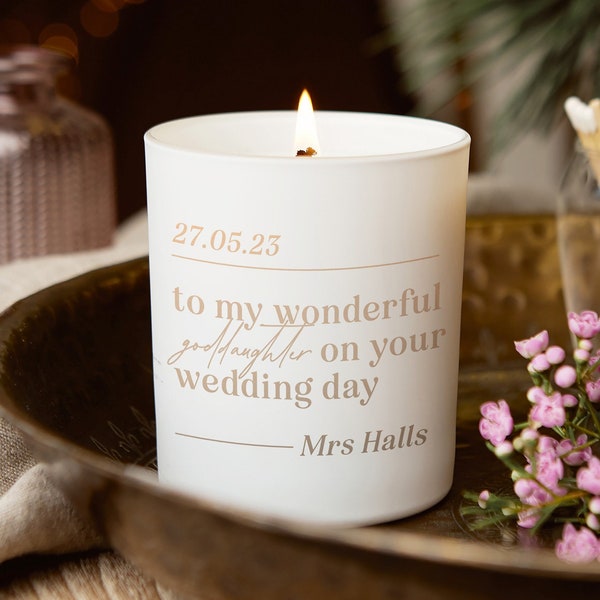 Goddaughter Wedding Keepsake Gift Luxury Personalised Soy Candle