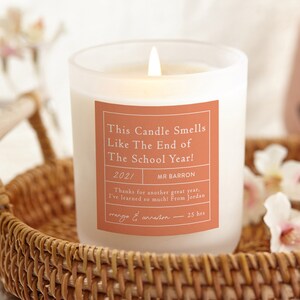 Personalised Teacher Gift Candle, End Of Year, Soy Wax