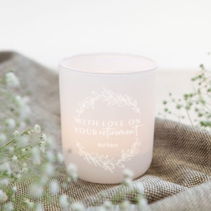 Retirement Keepsake Gift Personalised Tea Light Holder With Candles