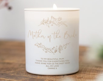 Mother of the Bride or Groom Candle Gift, Wedding Gift Candle Keepsake