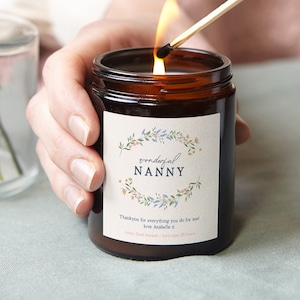 Nanny Gift Floral Personalised Candle, Christmas Gift- Personalised Gifts