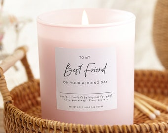 Wedding Gift for Best Friend Scented Pink Candle, Unique Personalised Wedding Gift for Couple, Bride