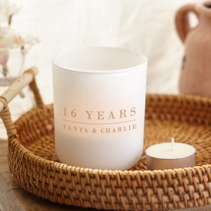 Cadeau de 16e anniversaire de mariage, 16e anniversaire de mariage, anniversaire de cire, photophore personnalisé