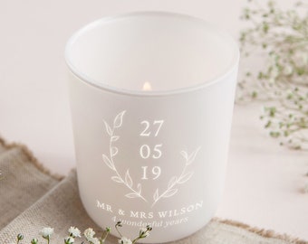 Anniversary Keepsake Date Gift Personalised Tea Light Holder with Candles