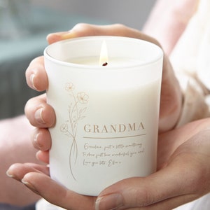 Grandma Gift Floral Candle Personalised Gift For Grandma Engraved Scented Candle image 1