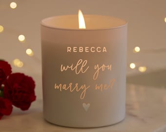 Will You Marry Me Personalised Candle - Proposal Idea Candle Gift - Engraved Scented Candle