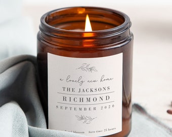 Personalised New Home Candle: Scented Soy Wax Apothecary Jar