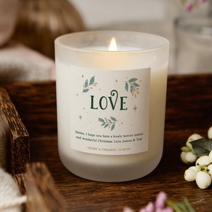 Christmas Gift Love Candle Personalised, Christmas Gift, Christmas Scented Candle - Personalised Gifts