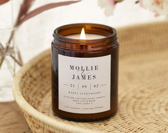 Personalised 20th Anniversary Candle: Apothecary Jar, Soy Wax