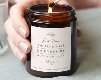 Personalised First Home Candle Gift: Soy Wax Scented Candle