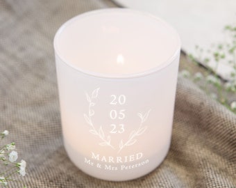 Wedding Keepsake Date Gift Personalised Tea Light Holder with Candles