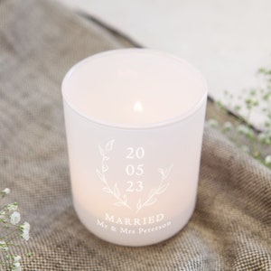 Wedding Keepsake Date Gift Personalised Tea Light Holder with Candles