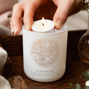 Regalo para ella: portavelas con velas grabadas con cualquier mapa: portavelas de recuerdo, regalo de Navidad