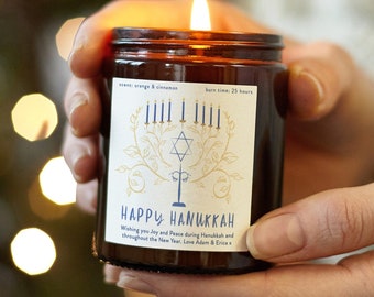 Vela personalizada de regalo de Hanukkah, regalo para Hanukkah, vela perfumada