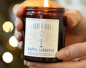 Hanukkah Geschenk personalisierte Kerze, Geschenk für Chanukka, Duftkerze