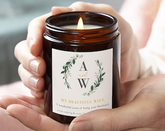 Wife Wedding Anniversary Gift Any Year Apothecary Candle, Unique Personalised Wedding Gift for Couple, Bride