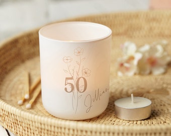 50th Birthday Gift Luxury Tea Light Holder with Candles