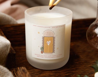 Personalised New Home Candle – Frosted Glass Soy Candle, Housewarming Gift