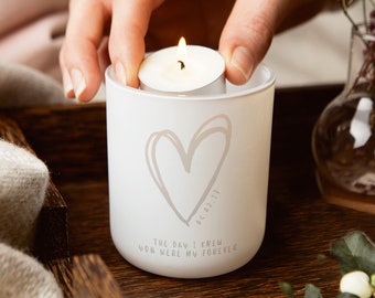 Gift for Girlfriend Heart Tea Light Holder with Candles