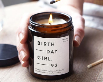 Birthday Gift for Her Modern Personalised Candle, Birthday Gift for Friend, Birthday Gift for Her