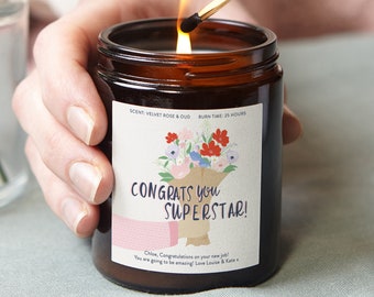 Congratulations Gifts For Her, Personalised Congratulations Present, Floral Apothecary Candle