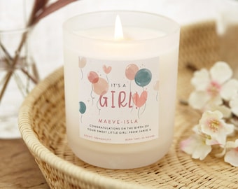 New Baby Girl Gift Candle - Frosted Glass Scented Candle