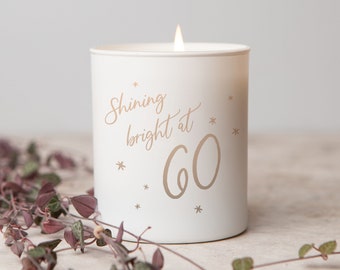 60th Birthday Gift Shining Bright Candle, Birthday Gift for Friend, Birthday Gift for Her