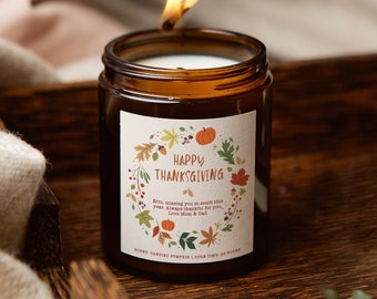 Thanksgiving Gift, Fall Scented Candle, Personalised Apothecary Candle