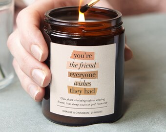 Personalised Friend Candle Gift: Apothecary Soy Wax Jar