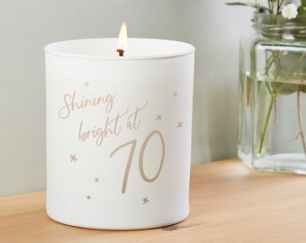 70th Birthday Gift Shining Bright Candle, Birthday Gift for Friend, Birthday Gift for Her