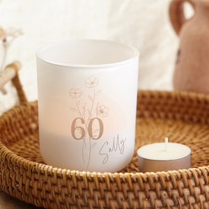 60th Birthday Gift Luxury Tea Light Holder with Candles Engraved Personalised Candle Holder