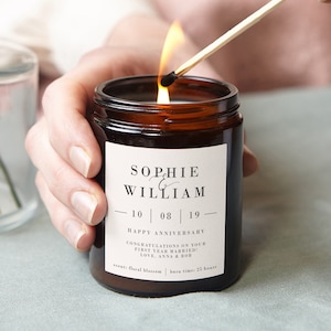 Personalised 1st Anniversary Scented Candle, Paper Anniversary Gift