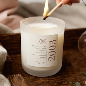 18th Birthday Gift Simple Frosted Candle, Birthday Gift for Friend, Birthday Gift for Her- Personalised Gifts