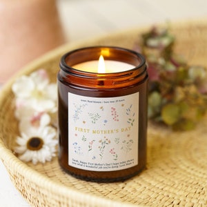 First Mother's Day Gift Floral Candle