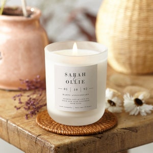 30. Perle Jahrestag Geschenk Personalisierte gefrostete Kerze, personalisierte Jahrestagsgeschenke für Paare