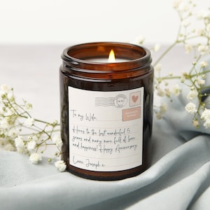 Vela com carta de amor para presente de aniversário de casamento, presente de casamento personalizado exclusivo para casal e noiva