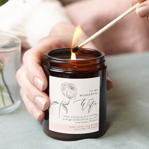Vela personalizada para presente de aniversário da esposa, presente de aniversário para esposa, presente de aniversário para ela