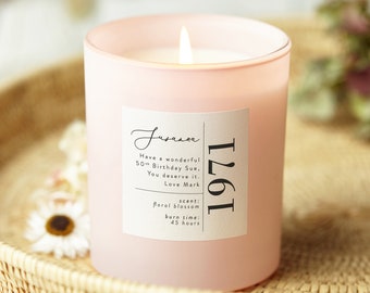 50th Birthday Gift Glow Through Candle