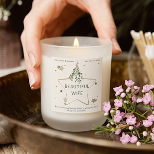 Wife Christmas Gift Star Candle, Personalised Christmas Gift, Christmas Scented Candle Gift for Wife- Personalised Gifts
