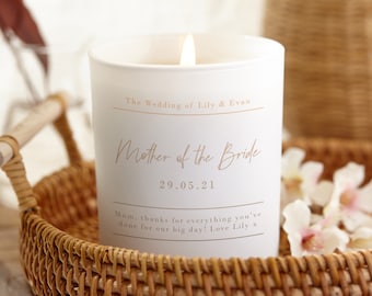 Mother of the Bride Gift - Personalised Gift For Mother Of The Bride - Engraved Scented Candle