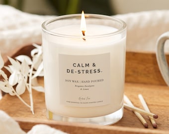 Calm De-stress Relax Unwind Stress Busting Aromatherapy Candles