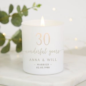 Personalised Anniversary Candle: Etched Names & Date, Keepsake Gift