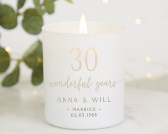 Any Year Wedding Anniversary Gift for Couple Personalised Candle, 1st, 5th, 10th, 20th, 30th, 40th, Wedding Anniversary Gift for Couple