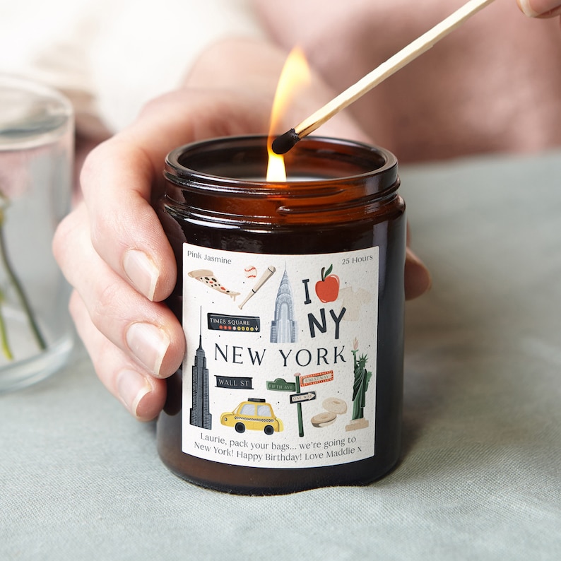 Bougie de soja parfumée personnalisée New York Gift image 1