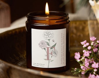 Personalised Initial Candle Gift: Floral Soy Wax Apothecary Jar