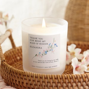Personalised Maid of Honour Gift - Gift For Maid of Honor - Bridesmaid Gifts Scented Candle - Personalised Gifts