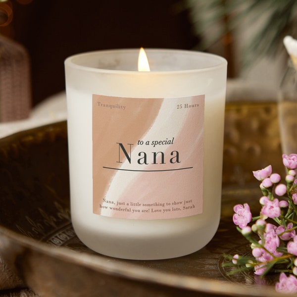 Special Nana Gift, Personalised Gift For Grandma, Nana, Gran, Frosted Candle For Her