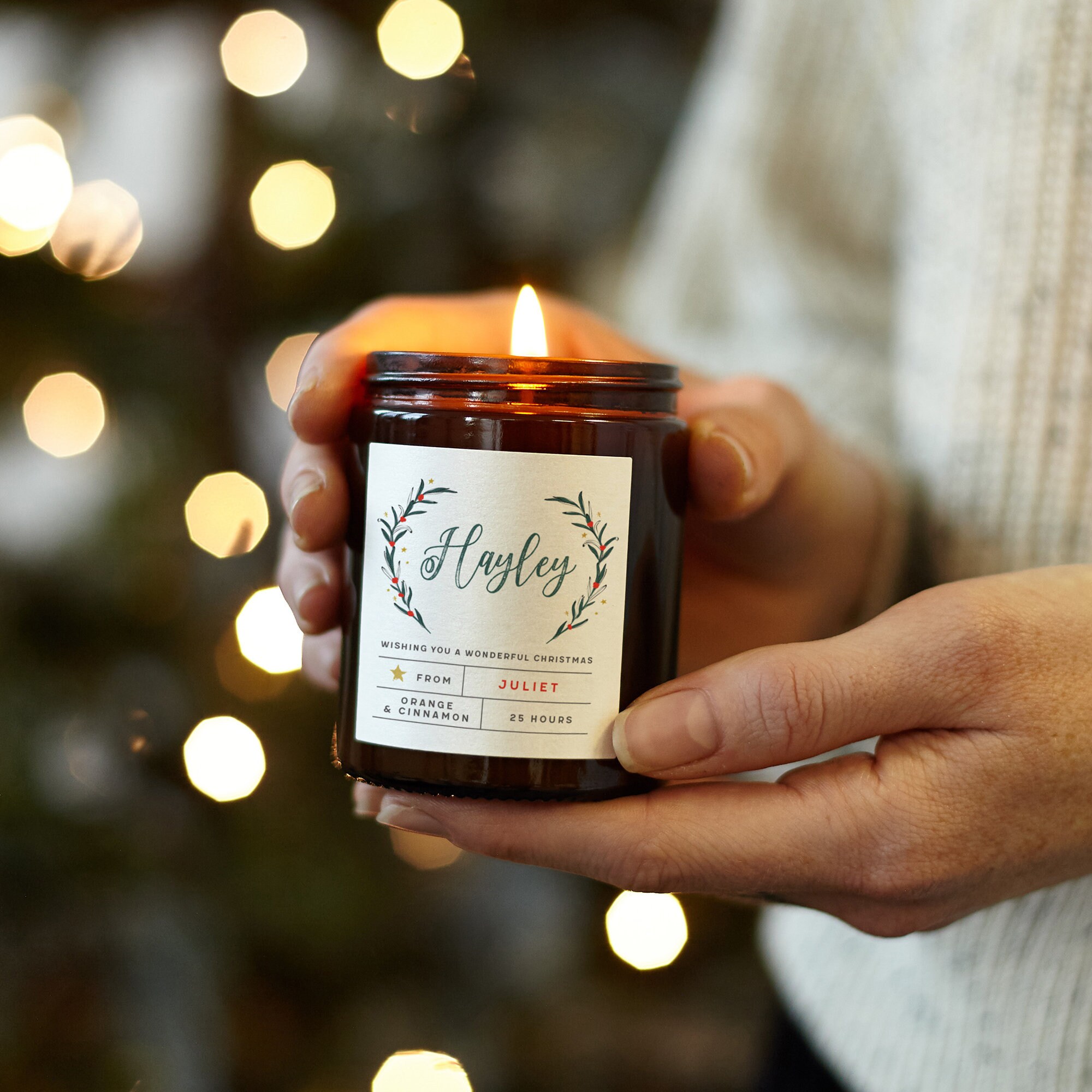 Cadeau de Bougie Noël Personnalisé Pour Elle