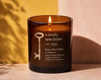 Personalised Housewarming Candle: Apothecary Jar, Soy Wax, New Home Gift