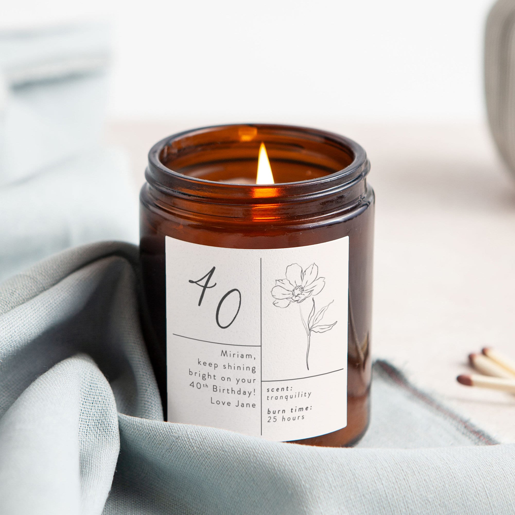 40E Anniversaire Cadeau Floral Bougie Personnalisée